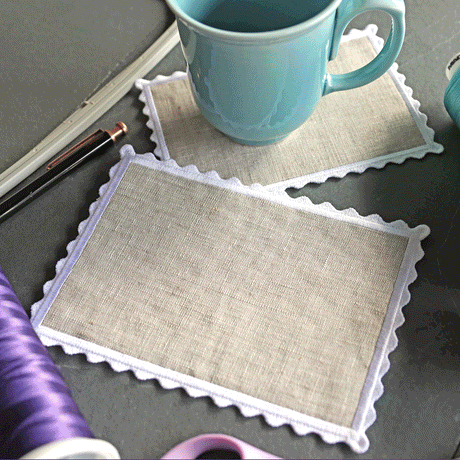 blank mug rug created with machine embroidery