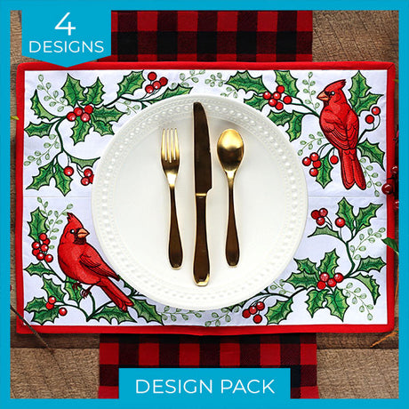 Cardinals & Holly Placemat Corners Design Pack