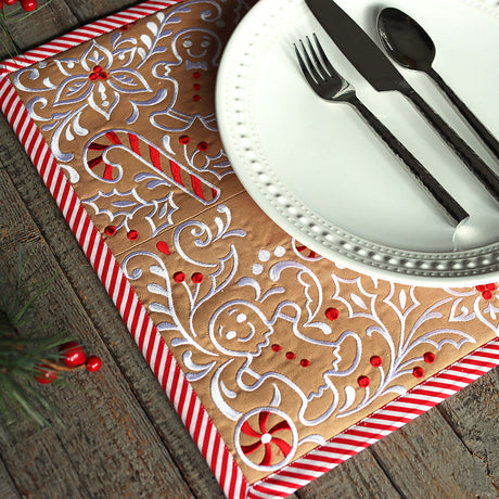 Gingerbread Christmas Placemat Corners Design Pack