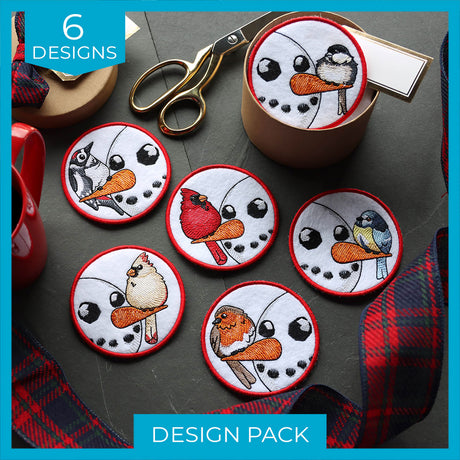 Sweet Peeking Snowmen Coasters (In-the-Hoop) Design Pack