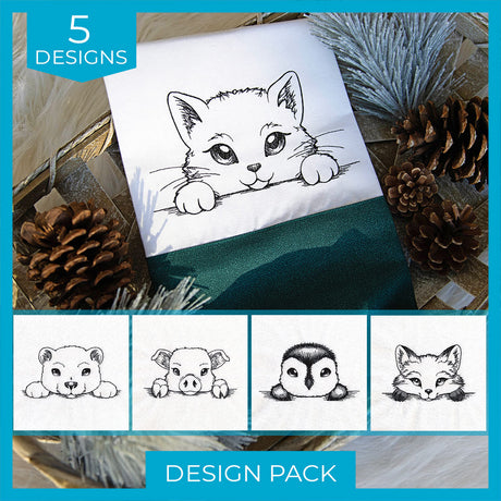 Peeking Animal Sketches Design Pack