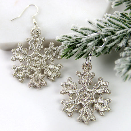 Sparkling Snowflake Earrings (Miniature Lace)