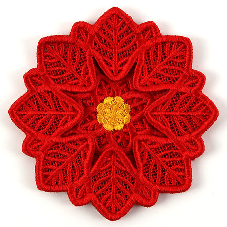 Festive Poinsettia Wine Glass Coaster (Lace)