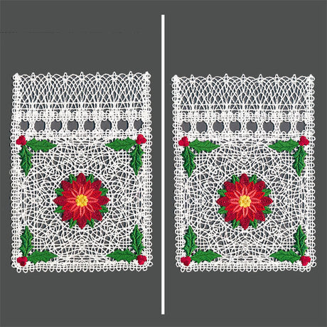 Fancy for Christmas Poinsettia Drawstring Bag (Battenburg Lace)