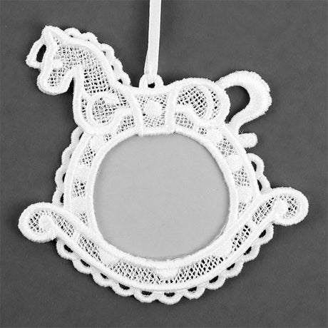 Rocking Horse Photo Frame Ornament (Lace)