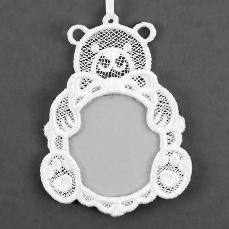 Teddy Bear Photo Frame Ornament (Lace)