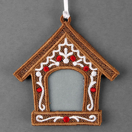 Gingerbread House Photo Frame Ornament (Lace)