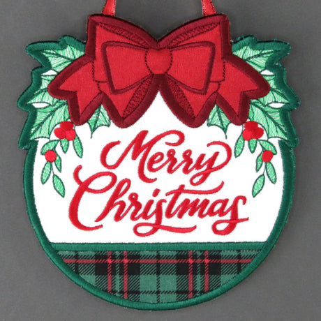 Merry Christmas Wreath Sign (In-the-Hoop)