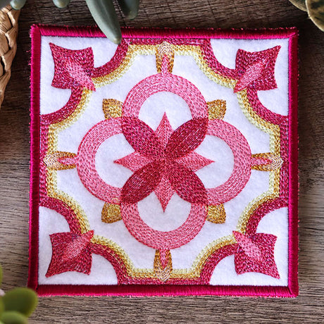 Geometric Color Theory Square Coaster (In-the-Hoop)
