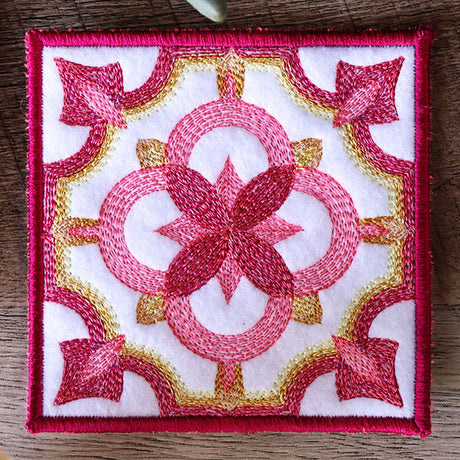 Geometric Color Theory Square Coaster (In-the-Hoop)