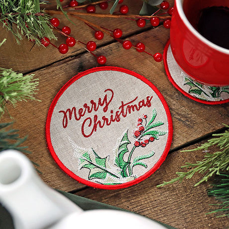Very Merry Christmas Coaster (In-the-Hoop)