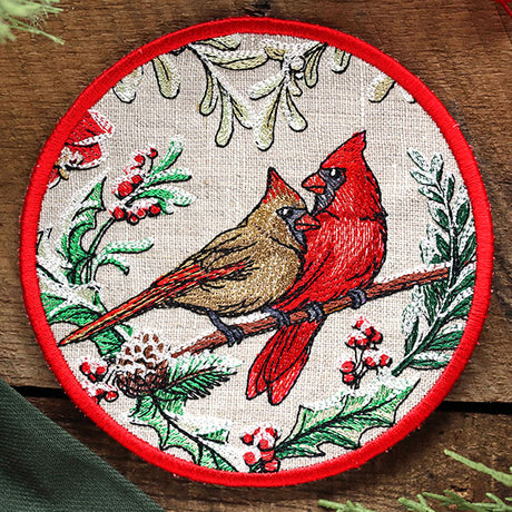 Very Merry Cardinal Coaster (In-the-Hoop)
