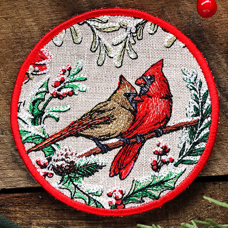 Very Merry Cardinal Coaster (In-the-Hoop)