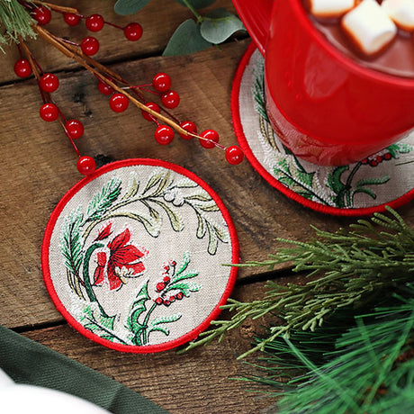 Very Merry Christmas Botanicals Coaster (In-the-Hoop)