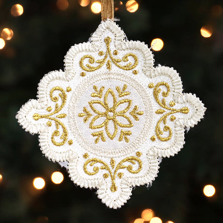 Heirloom Applique Christmas Diamond Ornament (In-the-Hoop)