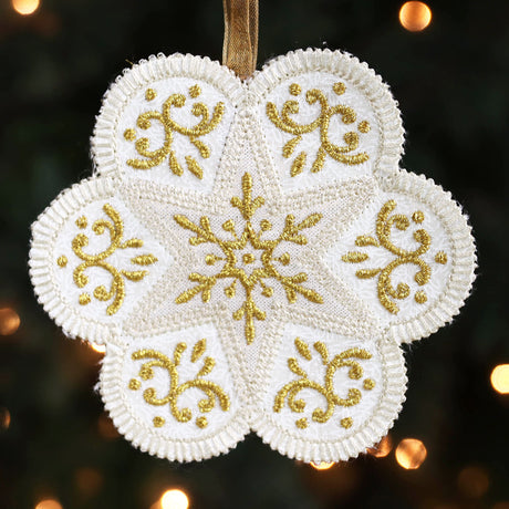 Heirloom Applique Christmas Flower Ornament (In-the-Hoop)