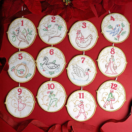 Regal 12 Days of Christmas - Eight Maids-A-Milking Ornament (In-the-Hoop)