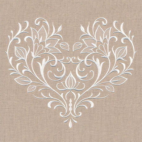 Exquisite Blooming Heart (Whitework)