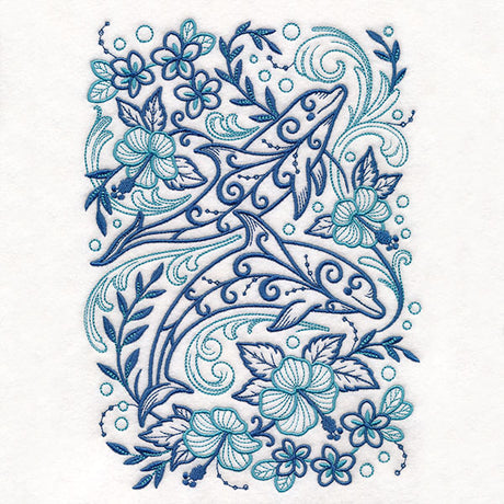 Tropical Doodle Dolphin and Hibiscus