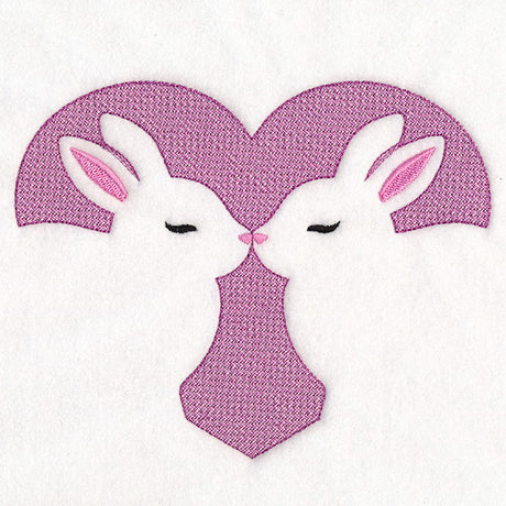 Kissing Bunnies Heart (Embossed)