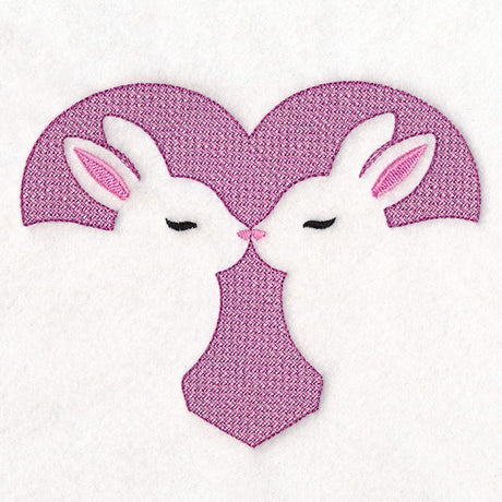 Kissing Bunnies Heart (Embossed)