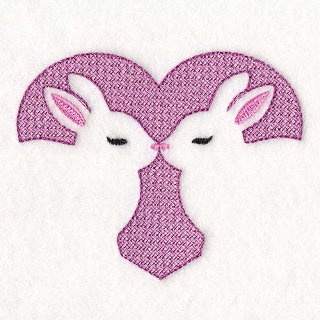 Kissing Bunnies Heart (Embossed)