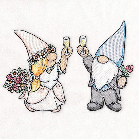 Toasting Bride and Groom Gnomes