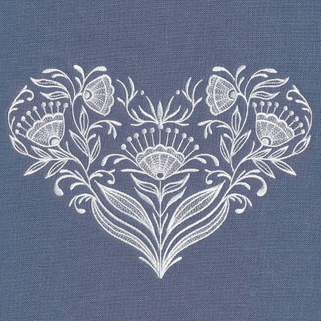 Exquisite Whitework Heart