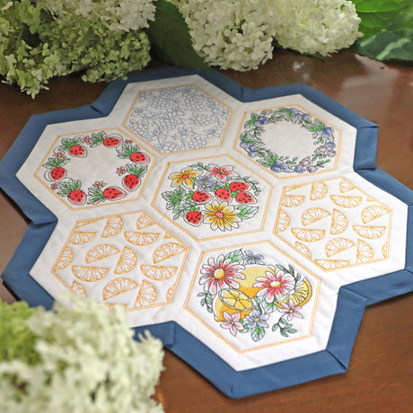 Sweet Fruit Quilt  Hexagon - Blueberries