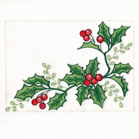 Cardinals & Holly Placemat Corner - Bottom Right