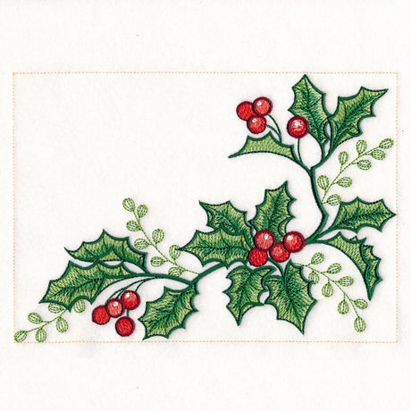 Cardinals & Holly Placemat Corner - Bottom Right