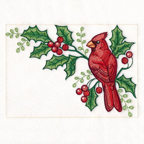 Cardinals & Holly Placemat Corner - Top Right
