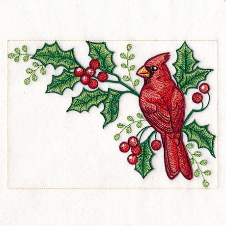 Cardinals & Holly Placemat Corner - Top Right