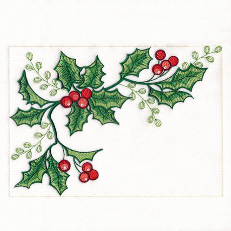 Cardinals & Holly Placemat Corner - Top Left