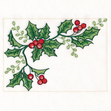 Cardinals & Holly Placemat Corner - Top Left