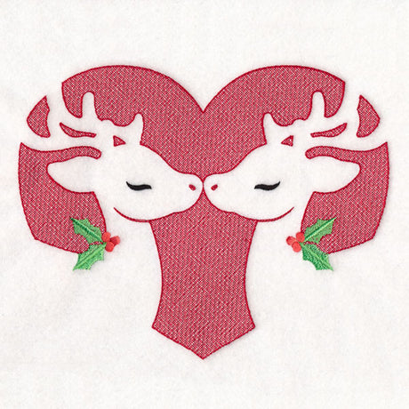 Kissing Reindeer Heart (Embossed)
