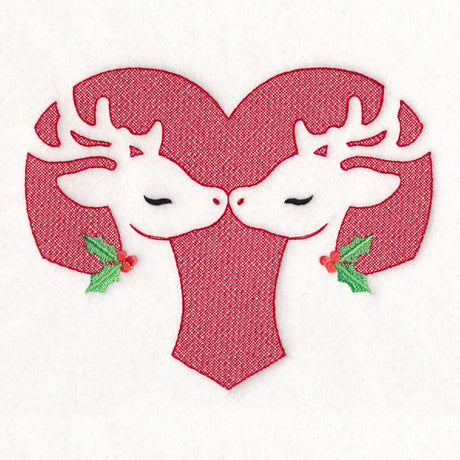 Kissing Reindeer Heart (Embossed)
