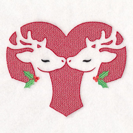Kissing Reindeer Heart (Embossed)