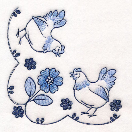 Delicate Delft Blue Corner - Chicken