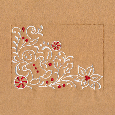 Gingerbread Christmas Placemat Corner - Bottom Left