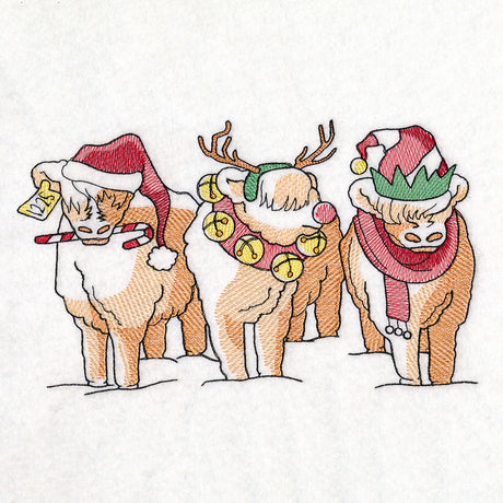 Christmas Highland Cows Trio
