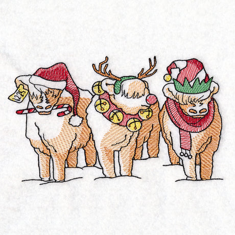 Christmas Highland Cows Trio