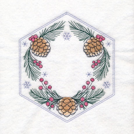 Winter Beauty Quilt Hexagon - Pinecones