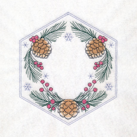 Winter Beauty Quilt Hexagon - Pinecones