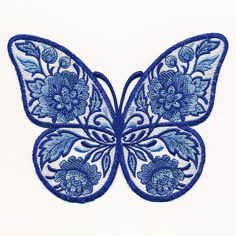 Free-Flying Delft Blue Butterfly (In-the-Hoop)