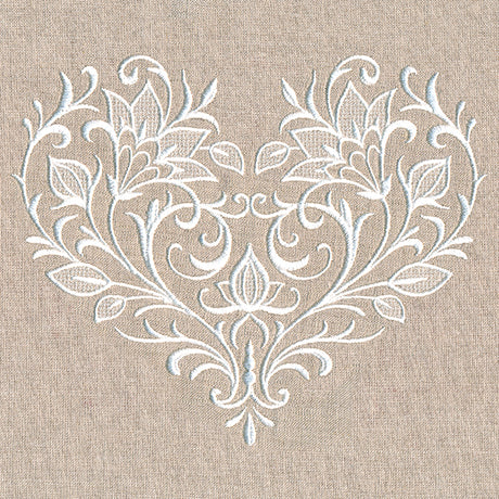 Exquisite Blooming Heart (Whitework)