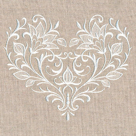 Exquisite Blooming Heart (Whitework)