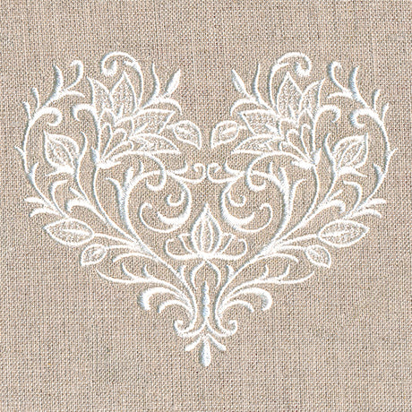 Exquisite Blooming Heart (Whitework)